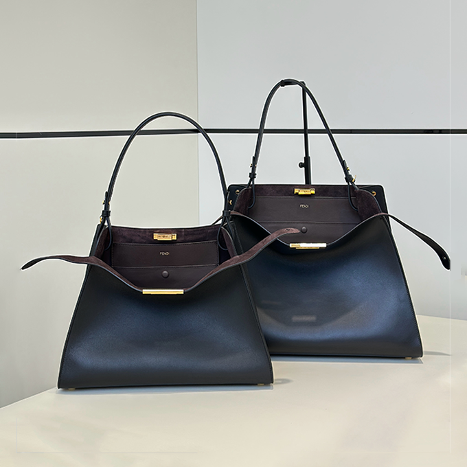 fendi way medium soft trapezoidal open‑top tote handbag